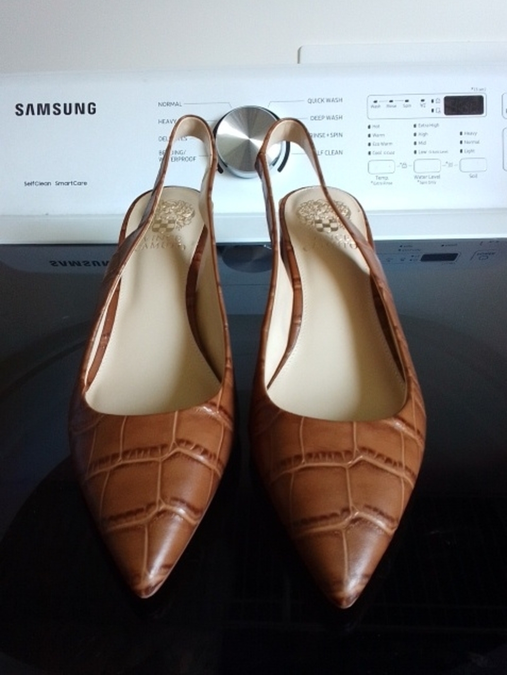 Vince Camuto Brown Pointed Toe Slingback Heeled Sandal